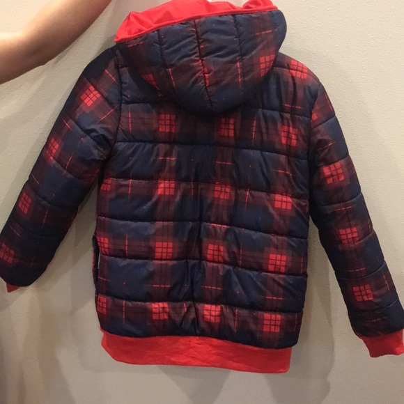 Limited edition red reversible puffer jacket for boy size 12 - Picture 4 of 5